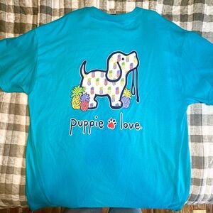 Puppie Love Turquoise Dog Graphic Tee